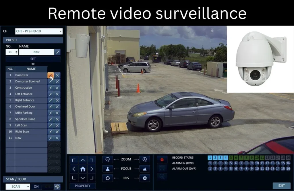 It may be used together with electric fencing to verify breaches and alarms that are triggered by visual signals.
